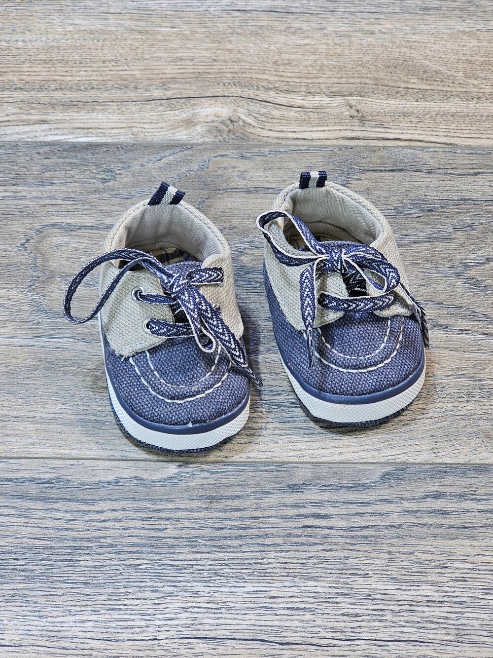 Wendy Bellissimo Blue Gray Canvas Baby Shoes Hard Sole Size 1 NWOT
